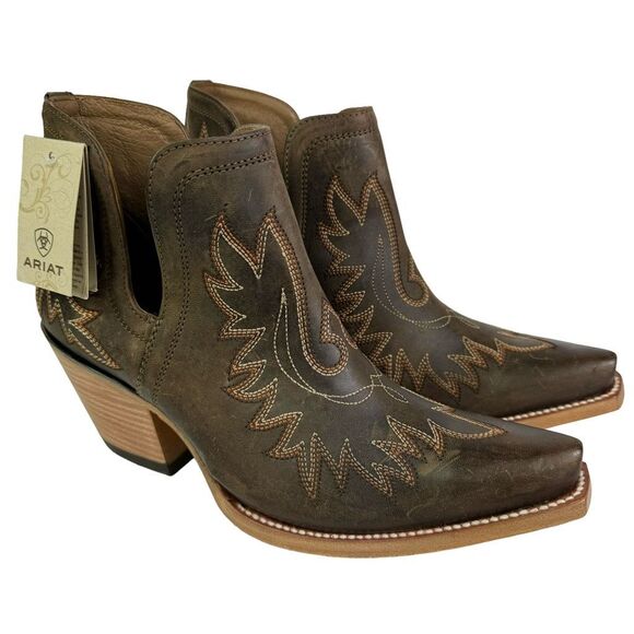 Ariat Shoes - Ariat Dixon Weathered Brown Ankle Boots Booties Western Cowgirl Rodeo Sz 10